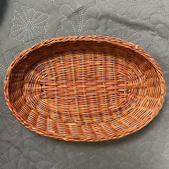 Vintage Rare 6pc Ceramic Fish Seashell Oval Bowl in Wicker Basket Hand Painted - Picture 8 of 8